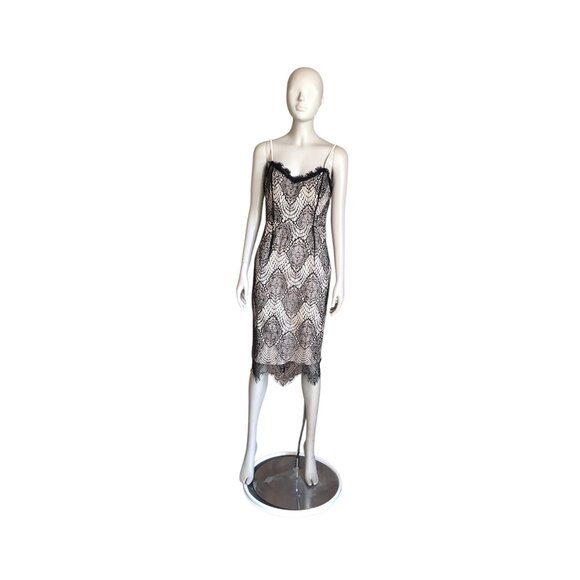 Missguided Beige and Black Lace Overlay Dress - Picture 1 of 5